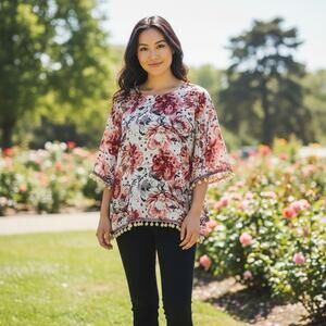 NWT Soft Surroundings Sz L Floral Blouse